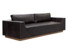 Sunpan 111216 - Anakin Sofa - Light Oak - Tuscany Warm Black Leather